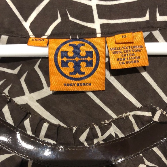 Tory Burch - Lightweight Sleeveless Blouse, Brown/White Leaf Print, Grosgrain - Picture 6 of 10